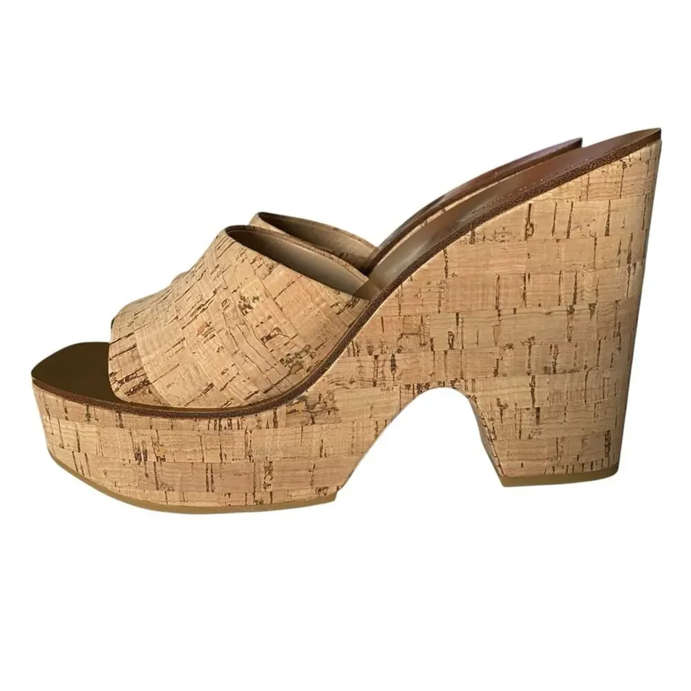 Veronica Beard Paulita Cork Women's Tan Platform Wedge Sandals NWTS size 10